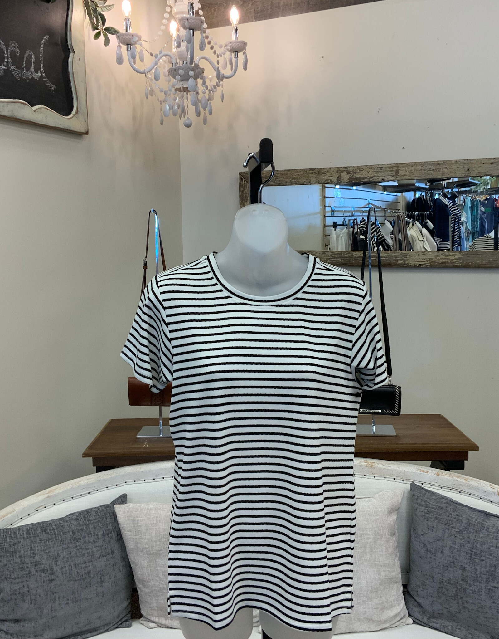 APNY APNY WHT/BLK  Stripe Crew Neck Tee