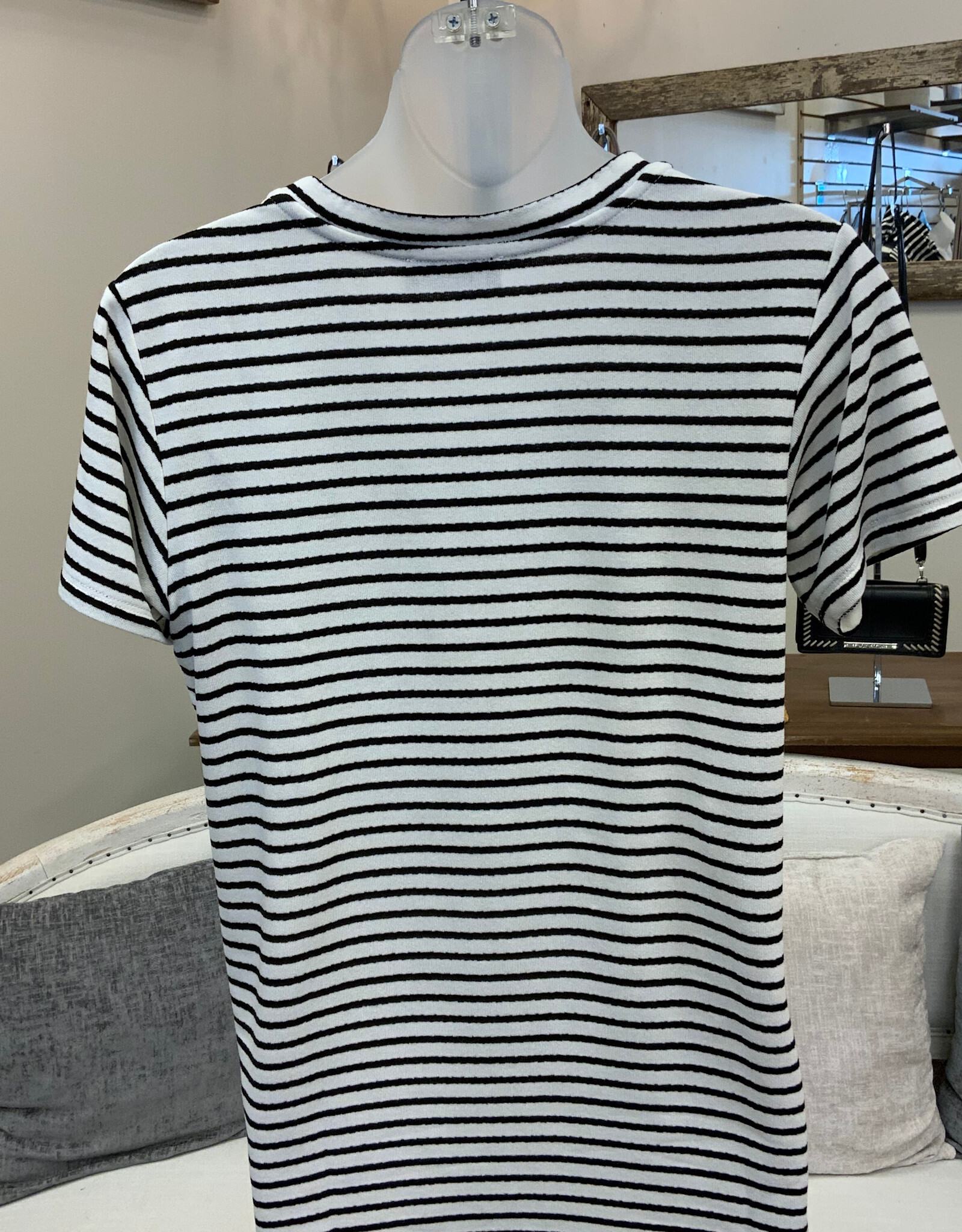 APNY APNY WHT/BLK  Stripe Crew Neck Tee