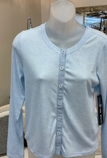 Tribal Tribal Hydrangea Round Neck L/S Button Up Top