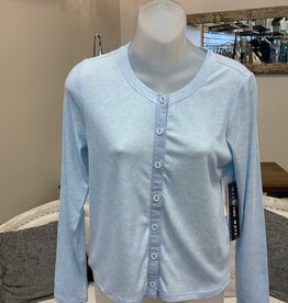 Tribal Tribal Hydrangea Round Neck L/S Button Up Top