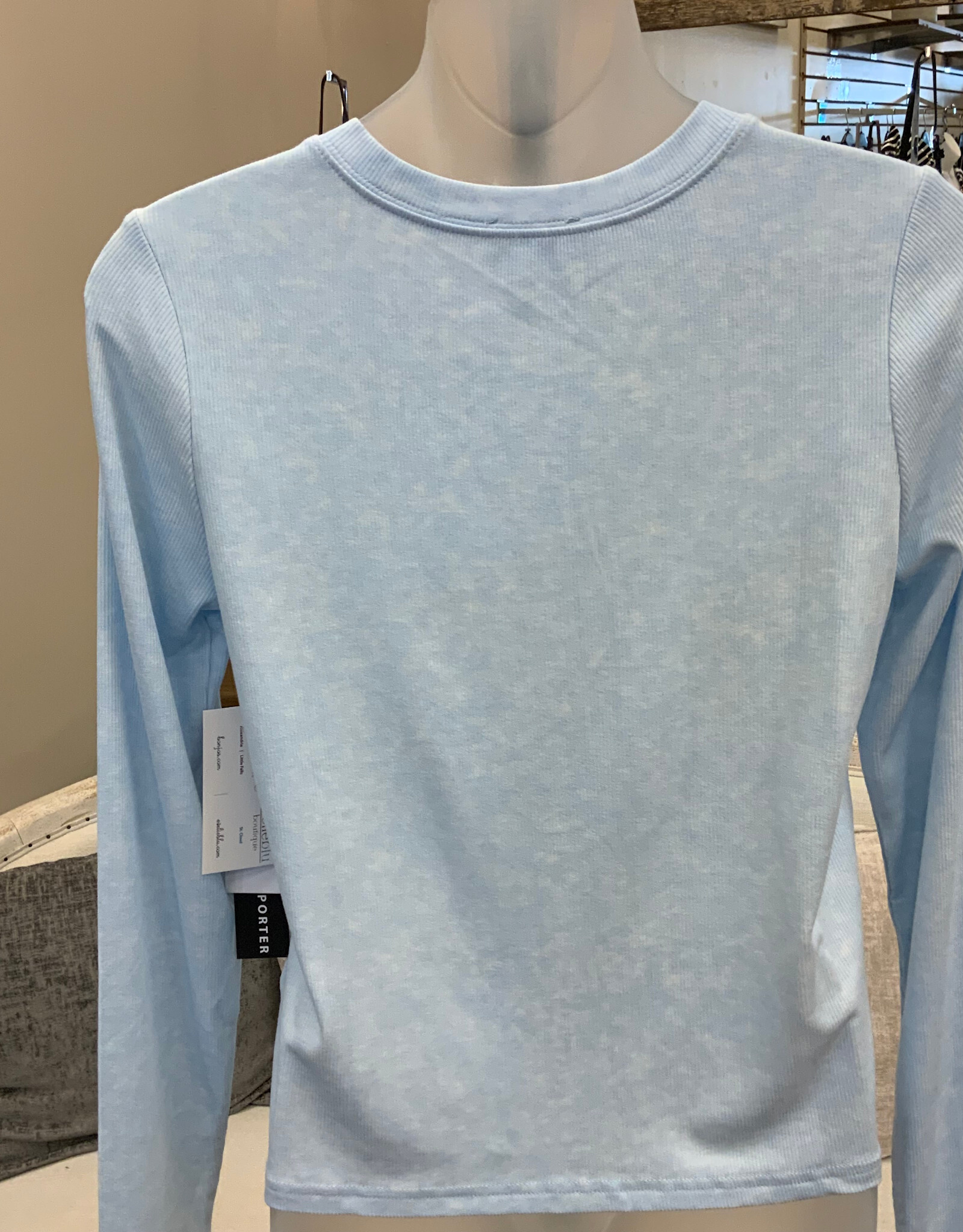 Tribal Tribal Hydrangea Round Neck L/S Button Up Top