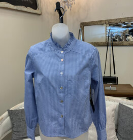 APNY APNY Cobalt Blue Checked Cropped L/S  Button Up  Top