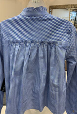 APNY APNY Cobalt Blue Checked Cropped L/S  Button Up  Top
