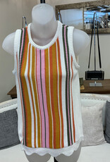 Tribal  Tribal Multi  Color Vertical Stripe Sleeveless Sweater Top