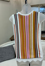 Tribal Tribal Multi Color Horizontal Stripe Detail Sweater Vest