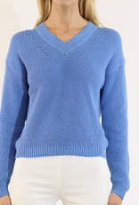 Metric Knits Metric Knits Humid Blue V-Neck L/S  Sweater
