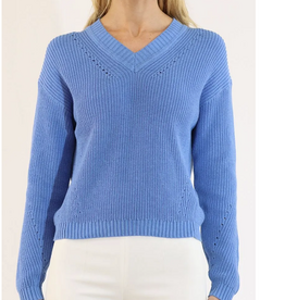 Metric Knits Metric Knits Humid Blue V-Neck L/S  Sweater