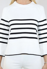 Metric Knits Metric Knits Black/White  Round Neck Raglan Sleeve Sweater