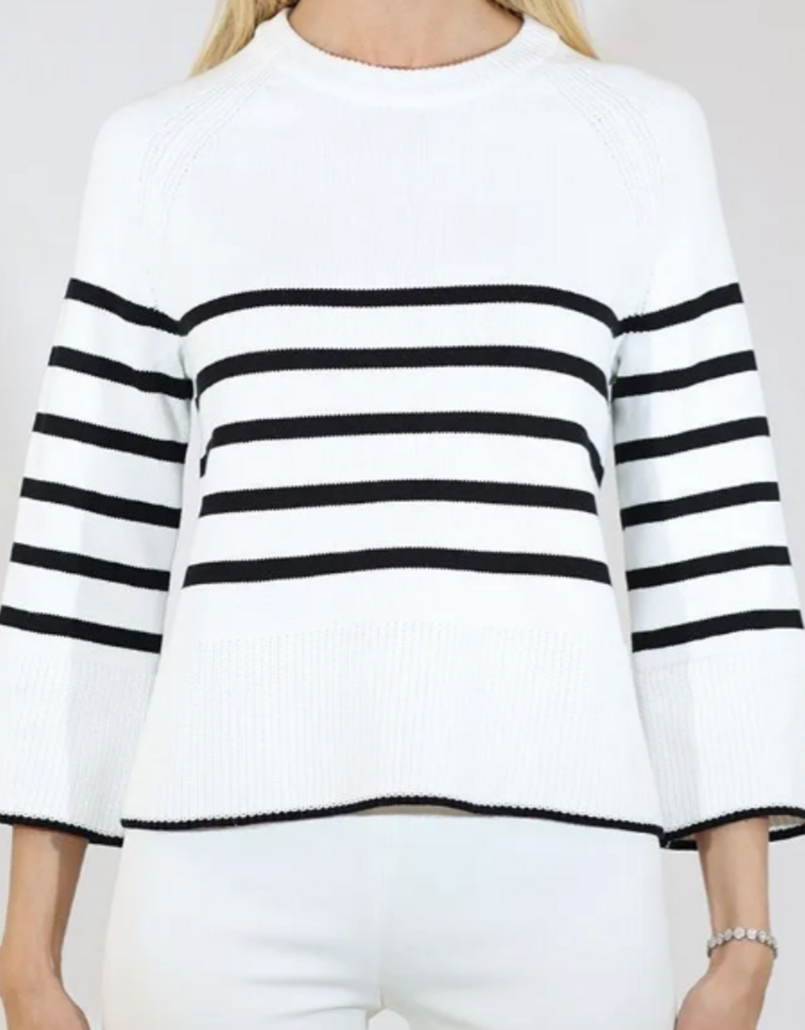 Metric Knits Metric Knits Black/White  Round Neck Raglan Sleeve Sweater