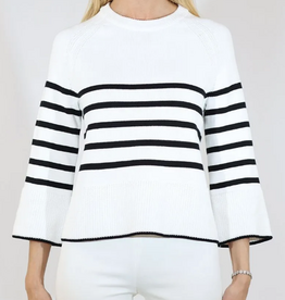 Metric Knits Metric Knits Black/White  Round Neck Raglan Sleeve Sweater
