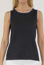 Metric Knits Metric Knits Black/White Round Neck Sleeveless  Tank