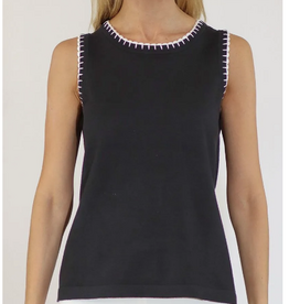 Metric Knits Metric Knits Black/White Round Neck Sleeveless  Tank