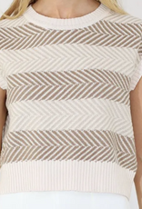 Metric Knits Metric Knits 42602 Beige Combo Round Neck Sleeveless Vest