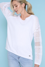 Picadilly PICADILLY  White V-Neck Long Sleeve Light Weight Sweater