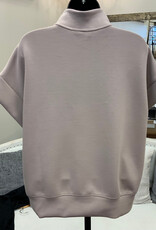 Rae Mode Rae Mode Light Mocha 1/4 ZIP S/S  Scuba Fabric Top