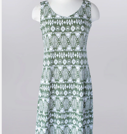 Keren Hart Keren Hart  42007 Olive Green Print Round Neck Sleeveless Dress