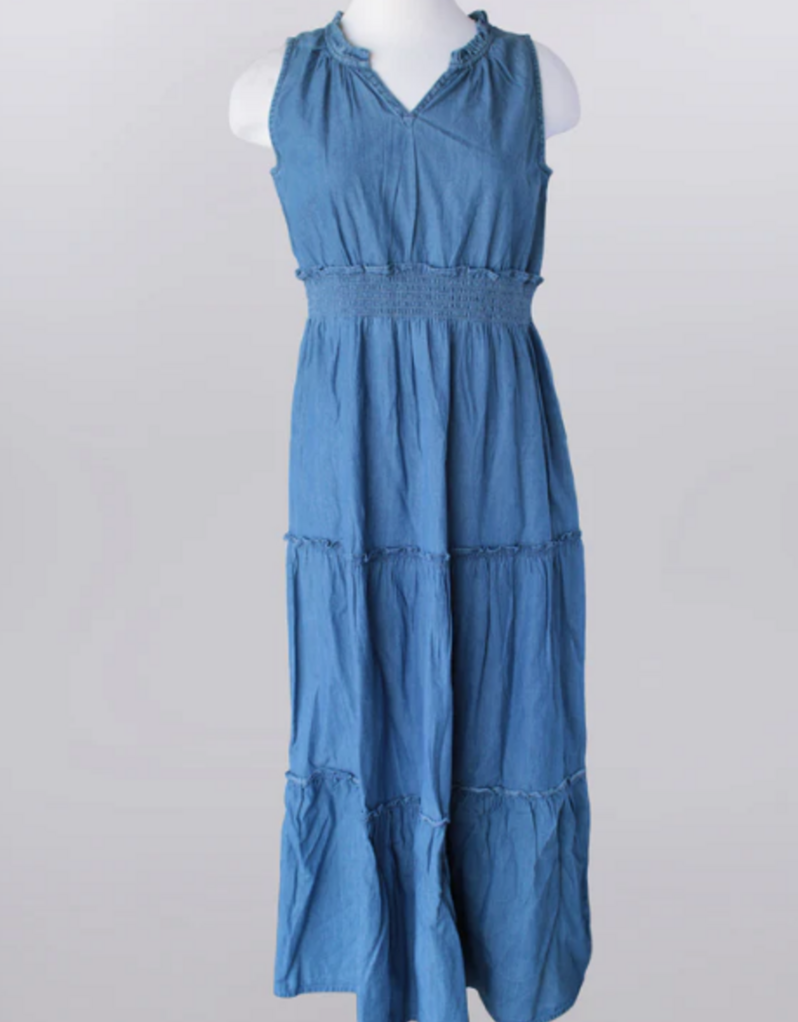 Keren Hart Keren Hart Chambray V-Neck Sleeveless Maxi Dress