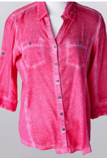 Keren Hart Keren Hart Fushia Button Up 3/4 Sleeve Top