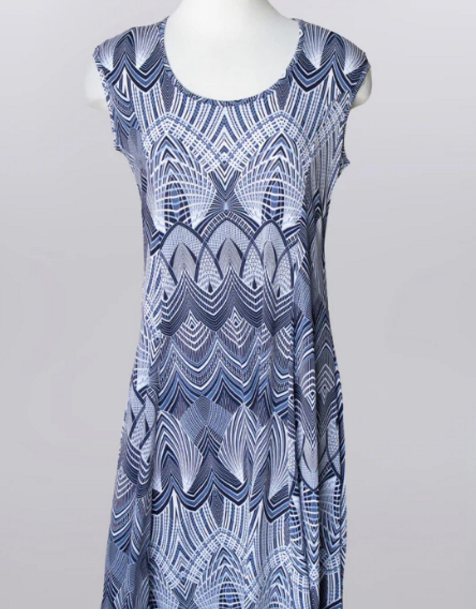 Keren Hart Keren Hart Navy Multi Print Round Neck Sleeveless Dress