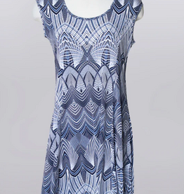 Keren Hart Keren Hart Navy Multi Print Round Neck Sleeveless Dress