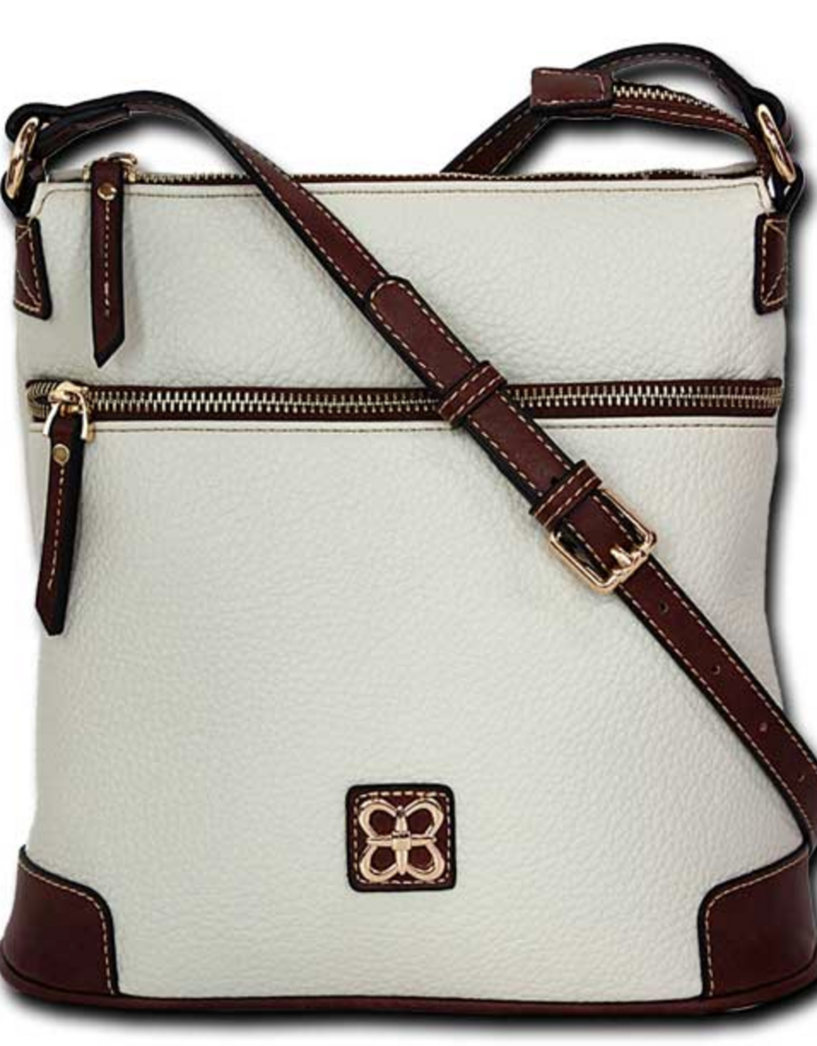 MC Handbags Corp. MC Handbag Belle  Cream Pebble Grained Cross-body Contrast Trim BS