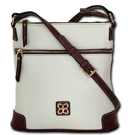 MC Handbags Corp. MC Handbag Belle  Cream Pebble Grained Cross-body Contrast Trim BS