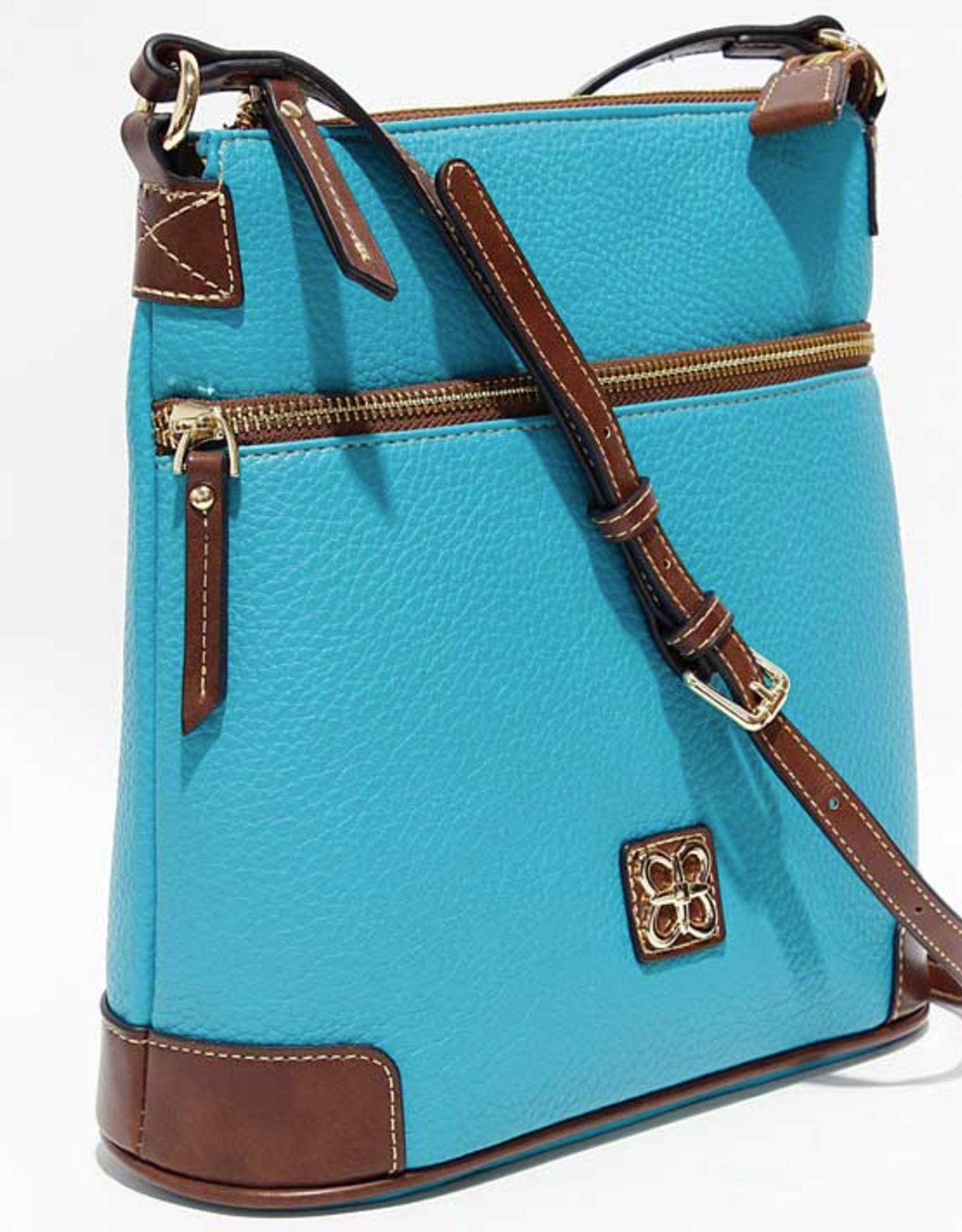 MC Handbags Corp. MC Handbag  Belle Aqua Pebble Grained Cross-body Contrast Trim BS