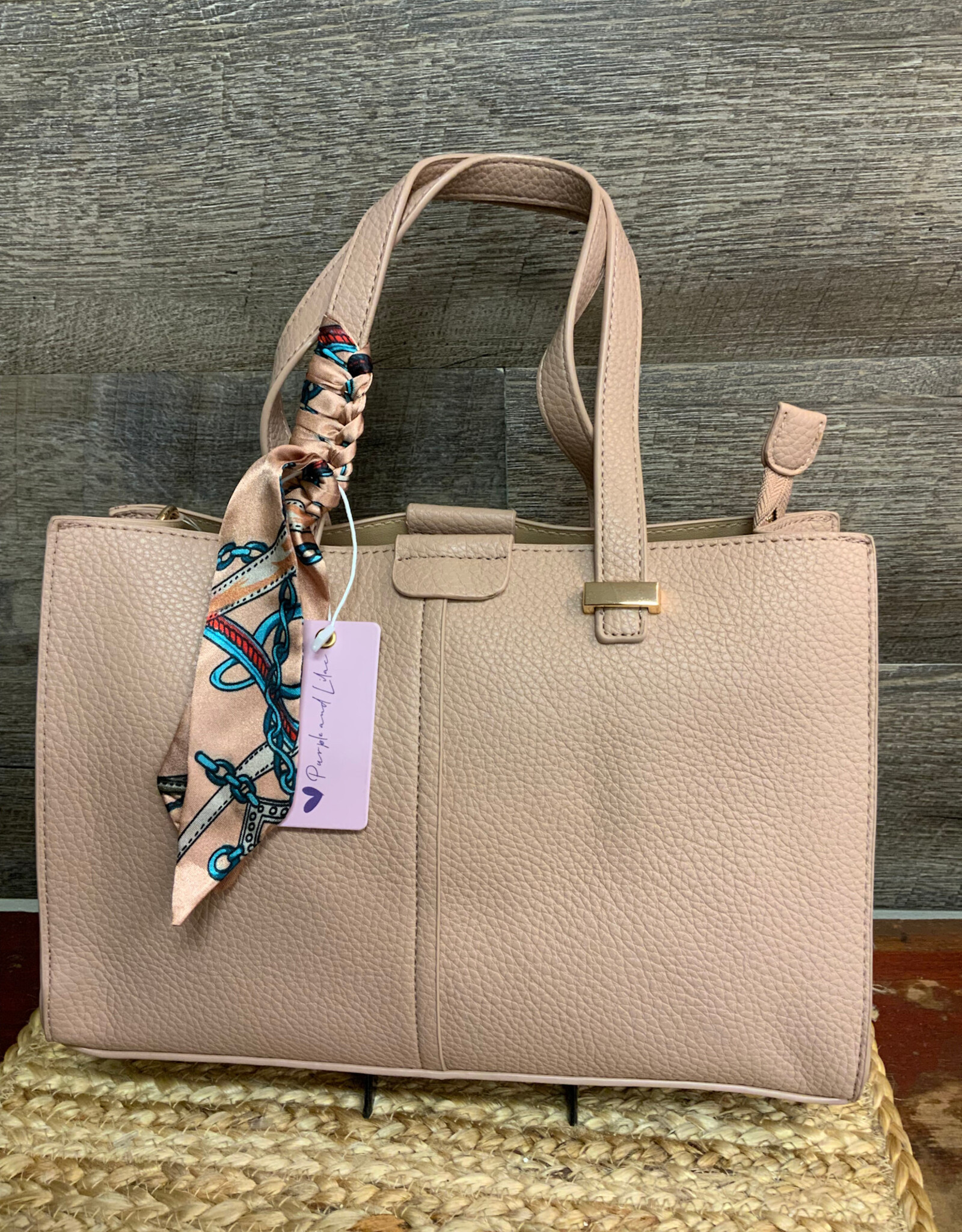 Coronet Jewelry Co Coronet 39110 Mauve Dual Strap  Tote W/ Accent Scarf Detail