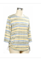 N Touch N Touch Sun Kisses Blue Fern  Print Round Neck 3/4 Sleeve Top