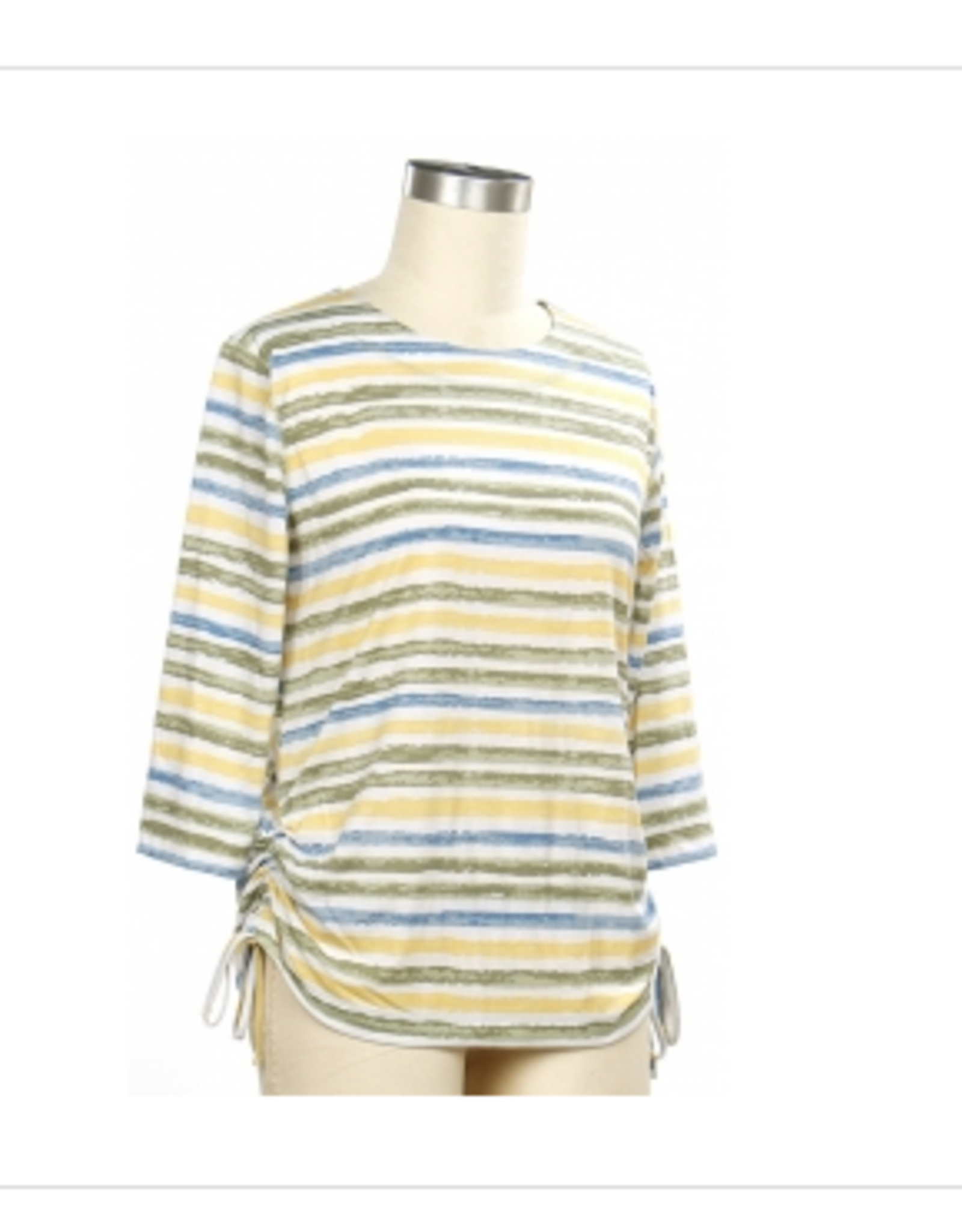 N Touch N Touch Sun Kisses Blue Fern  Print Round Neck 3/4 Sleeve Top