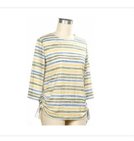 N Touch N Touch Sun Kisses Blue Fern  Print Round Neck 3/4 Sleeve Top