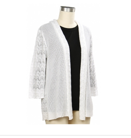 Southern Lady Southern Lady White Open Front  3/4 Sleeve Cardigan