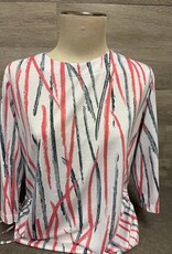 Southern Lady Southern Lady Pink Punch Grey  3/4 Sleeve Top