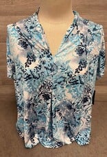 N Touch N Touch Clear Sky Navy V-Neck Short Sleeve Top