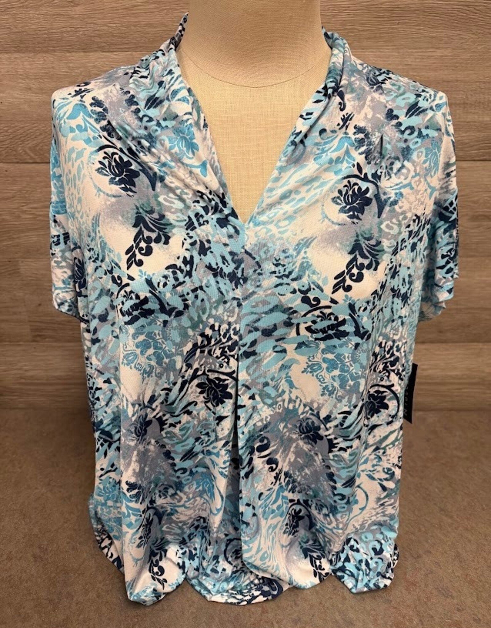 N Touch N Touch Clear Sky Navy V-Neck Short Sleeve Top