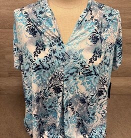 N Touch N Touch Clear Sky Navy V-Neck Short Sleeve Top