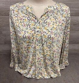 N Touch N Touch Sun Kisses Fern Print V-Neck 3/4 Sleeve Top