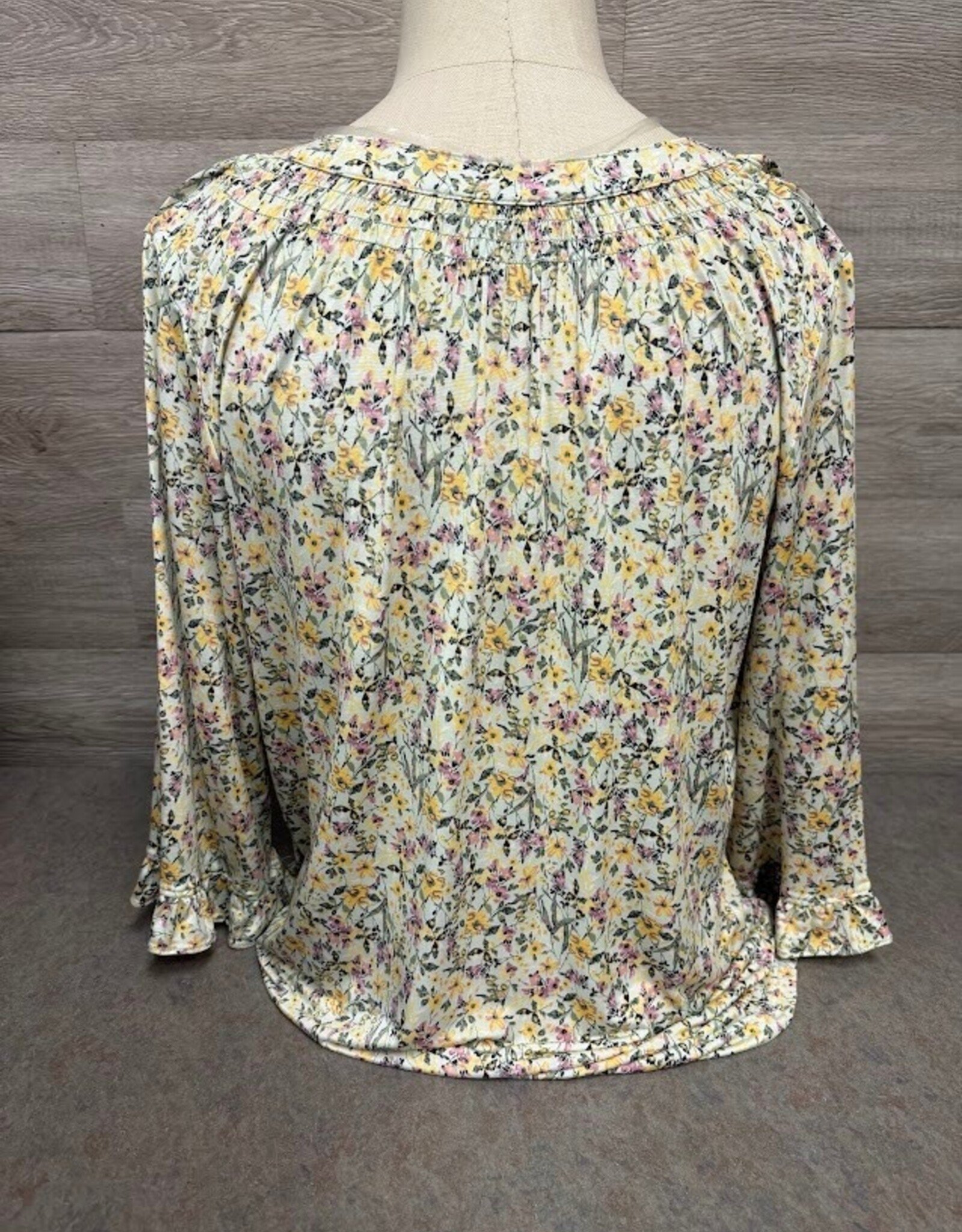 N Touch N Touch  Sun Kisses Fern Print V-Neck 3/4 Sleeve Top