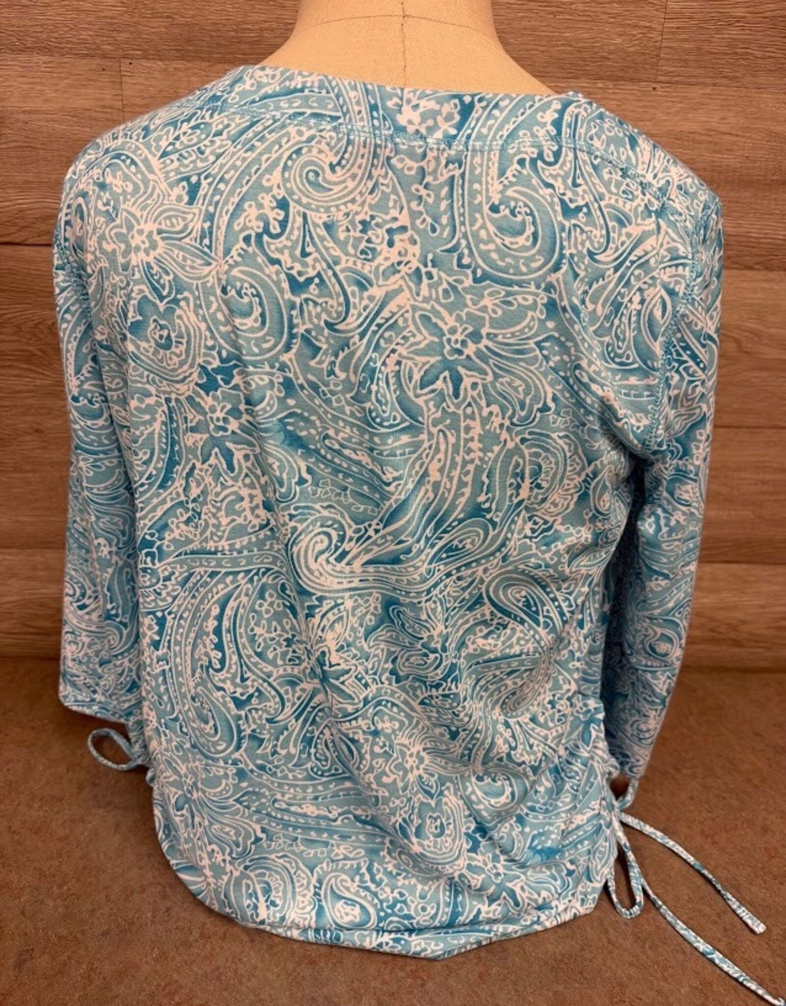 N Touch N Touch Aqua Paisley Print  Round Neck 3/4 Sleeve  Top