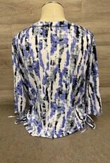 Southern Lady Links Lavender Multi Print  Round Neck 3/4 Sleeve Petite  Top