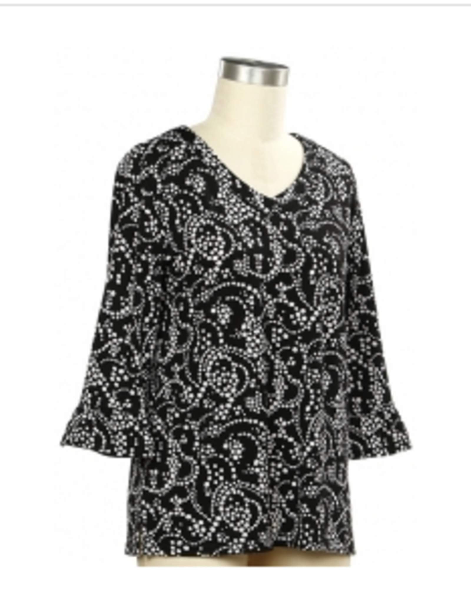 Links Links BLK/WHT  Polka Dot V-Neck 3/4 Sleeve Top