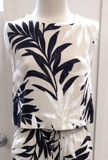 Black Tape Black Tape BLK/WHT Abstract Leaf Print Sleeveless Top