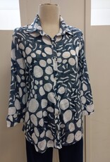 Jess & Jane Jess & Jane  Pebbles Print Button Up  3/4 Sleeve Top