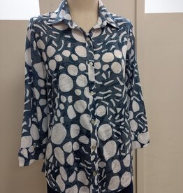 Jess & Jane Jess & Jane Pebbles Print Button Up  3/4 Sleeve Top