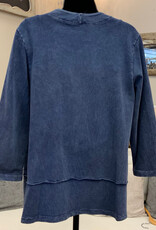 Jess & Jane Jess & Jane Denim Color Terry Open Front Cardigan