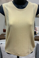 Dex Dex Lemon Butter Round Neck Crochet Detail Sleeveless Top