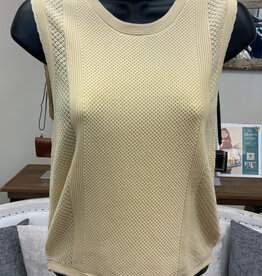 Dex Dex Lemon Butter Round Neck Crochet Detail Sleeveless Top