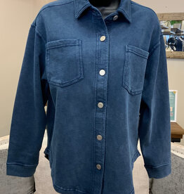 Dex Dex Washed Indigo  Knit Button Up L/S  Top