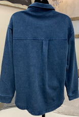 Dex Dex Washed Indigo  Knit Button Up L/S  Top