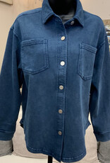 Dex Dex Washed Indigo  Knit Button Up L/S  Top